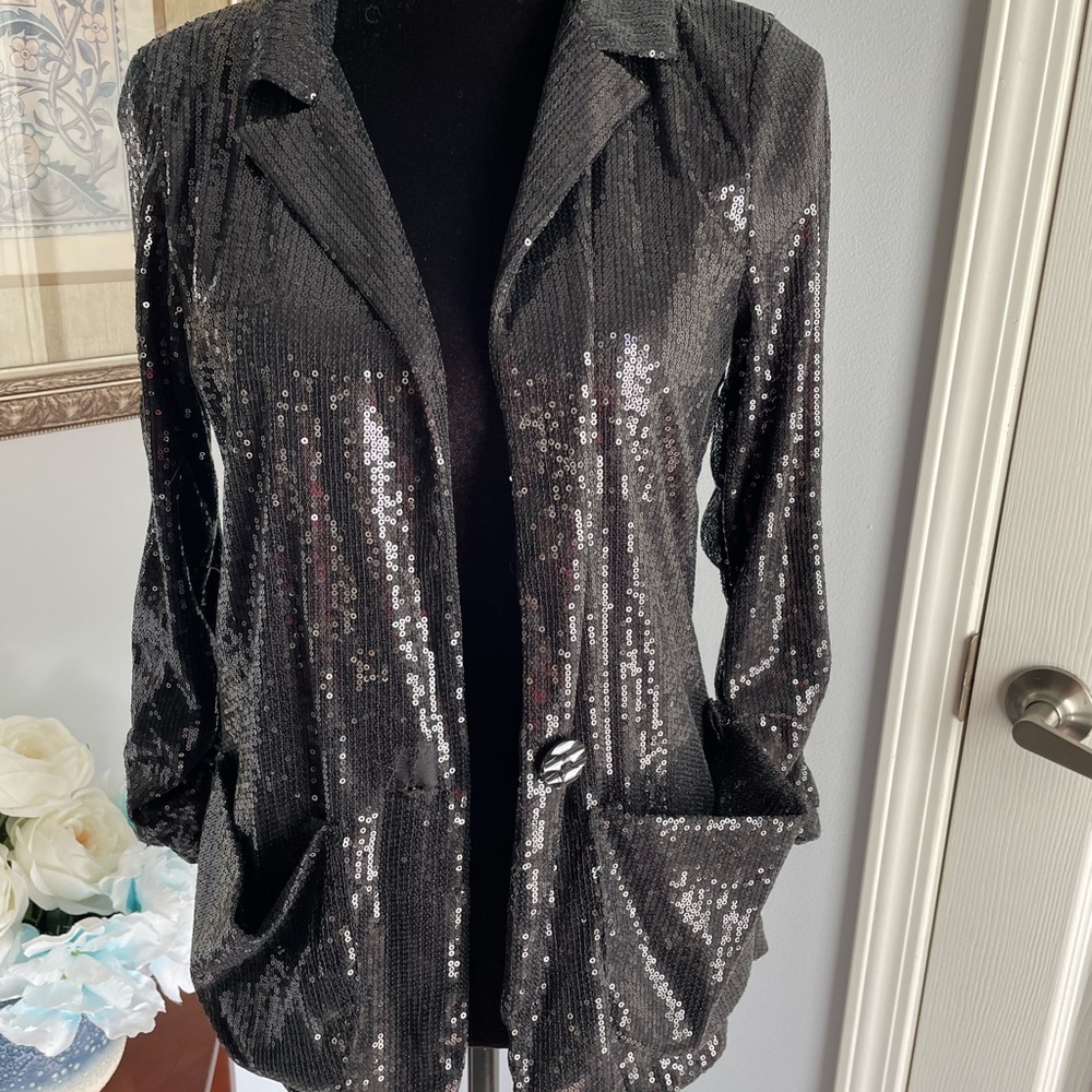 Living Doll Black Sequin Blazer Jacket